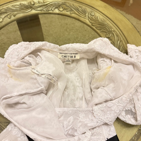 CHETTA B Blouse Sherrie Bloom Peter Noviello Lace Blouse Vintage White 6 - Picture 4 of 9